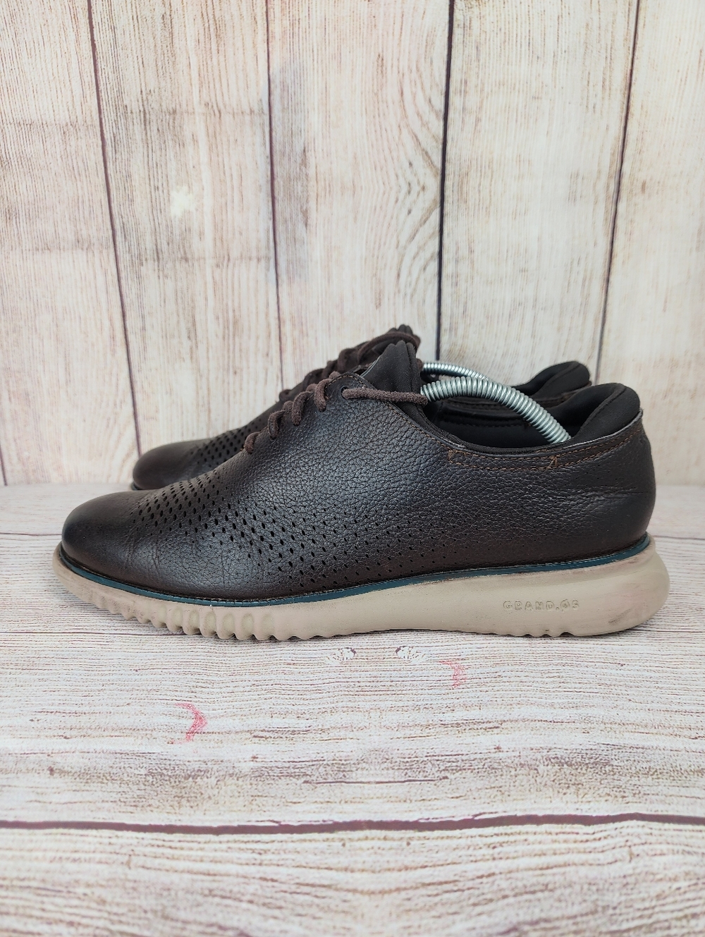 Cole Haan 2.Zerogrand Laser Wingtip Oxford Shoes Mens Size 10.5 Brown Leather - Picture 2 of 9